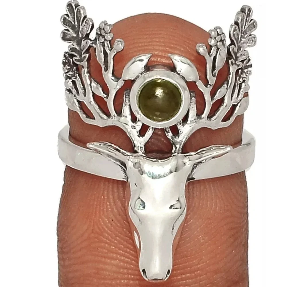 Earth Deer Sterling Silver rings with natural gemstones